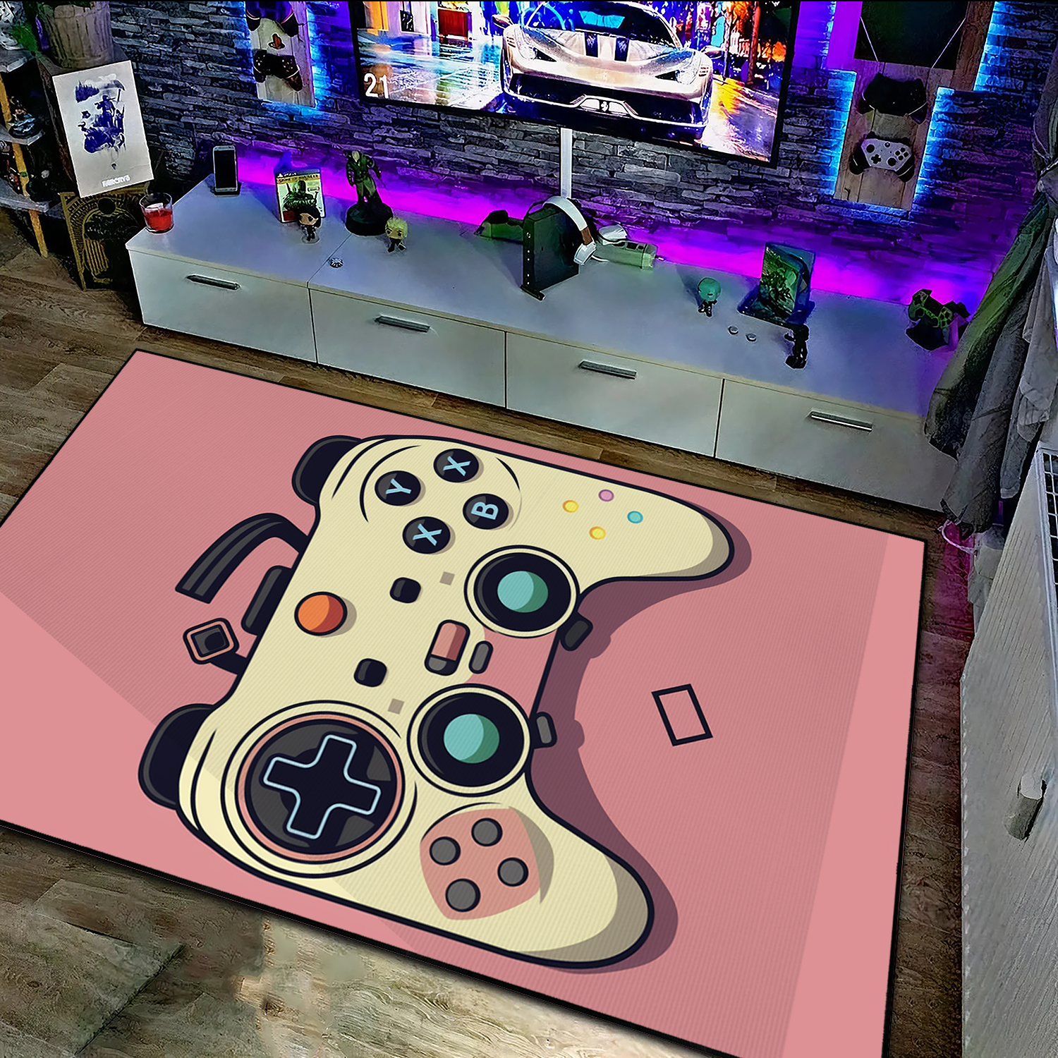 Customizable Game Room Carpet with Vintage Game Room Decor for Teen Boys - Image 3