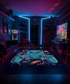 Customizable Game Room Carpet with Vintage Game Room Design for Teen Boys