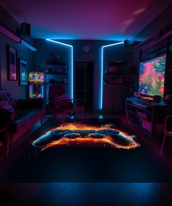 Customizable Game Room Themed Area Rug for Boys with Full Size Vintage Design