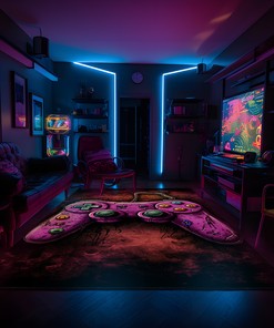 Customizable Game Room Themed Area Rug with Vintage Game Room Design for Teen Boys, Perfect Gift for Kids