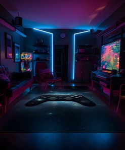 Customizable Gaming Rug for Boys Room with Unique Shufflezone Game Carpet and Vintage Game Room Design