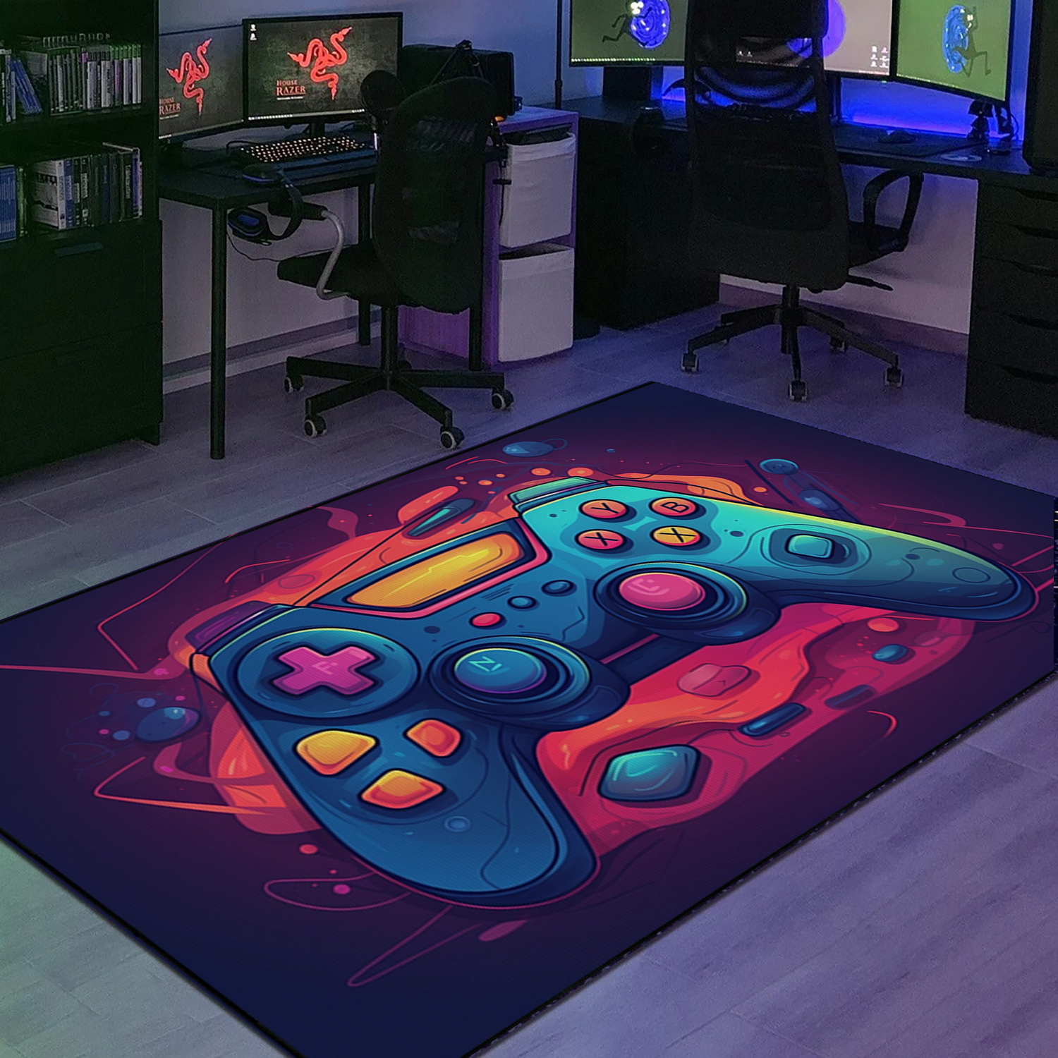 Customizable Gaming Rug with 3D Game Controllers - Upgrade Your Gamer's Paradise - Image 2