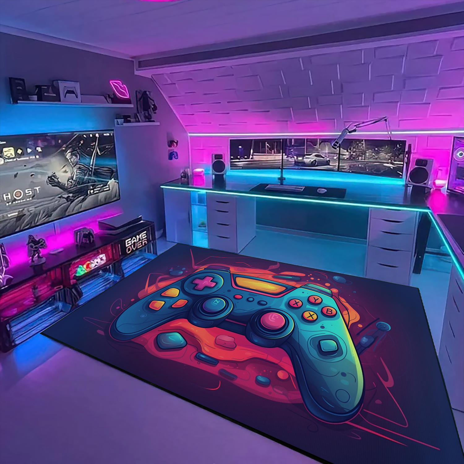 Customizable Gaming Rug with 3D Game Controllers - Upgrade Your Gamer's Paradise - Image 3
