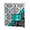 Customizable Personalized Nautical Teal Black White Anchor Damask Print Kids Shower Curtain