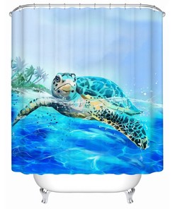 Customizable Sea Turtle Shower Curtain for Nautical Bathroom Decor