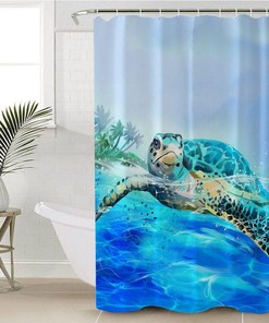 Customizable Sea Turtle Shower Curtain for Nautical Bathroom Decor
