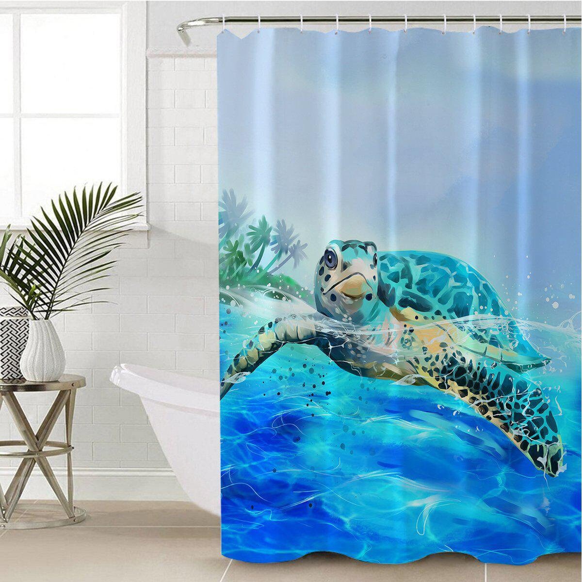 Customizable Sea Turtle Shower Curtain for Nautical Bathroom Decor