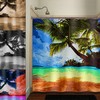 Customizable Tropical Beach Paradise Palm Shower Curtain with Stall, Valance, and Wall Tapestry 