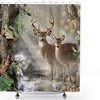 Customizable Waterproof Fabric Elk Foggy Forest Deer Bathroom Shower Curtain 