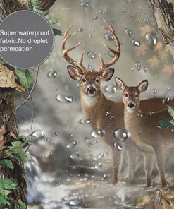 Customizable Waterproof Fabric Elk Foggy Forest Deer Bathroom Shower Curtain 