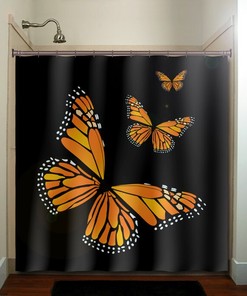 Customize Your Bathroom with Monarch Butterfly Fabric Shower Curtain Stall and Matching Decorations 