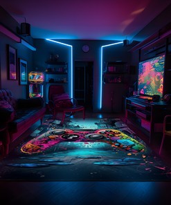 Customized Game Room Area Rug for Boys with Vintage Game Room Decor