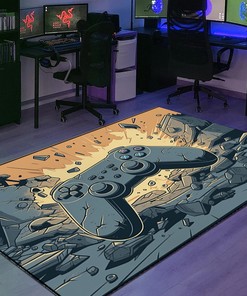 Customized Game Room Carpet for Boys - Upgrade Your Game Room Decor - 3D Game Controller Design