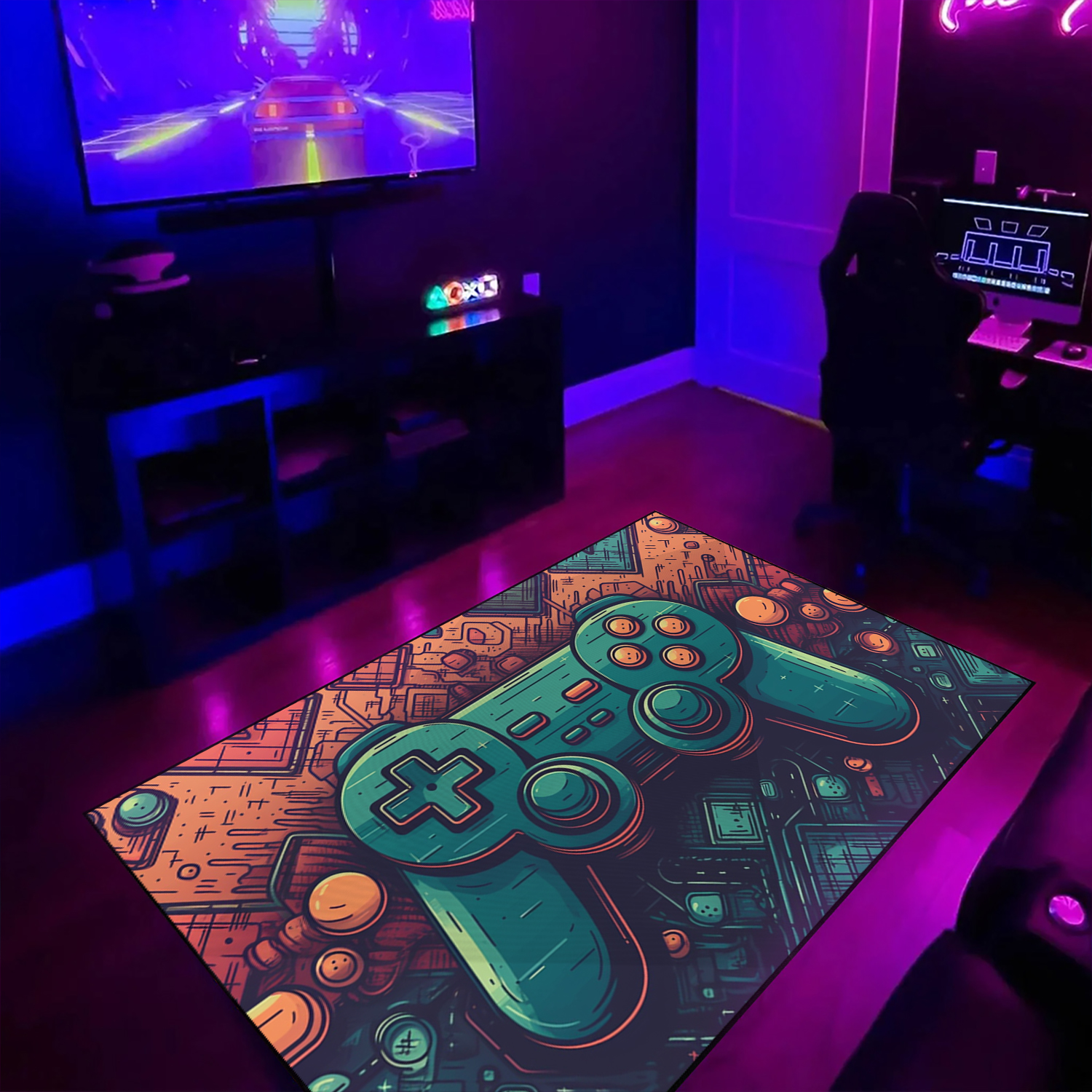 Customized Game Room Carpet for Kids - Shufflezone Game Area Rug with Game Room Rugs for Living Room - Large Game Rug Design T03 - Image 2
