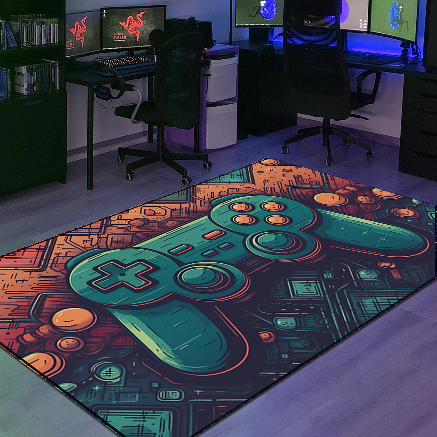 Customized Game Room Carpet for Kids - Shufflezone Game Area Rug with Game Room Rugs for Living Room - Large Game Rug Design T03 - Image 3