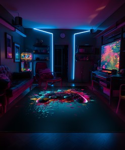 Customized Gamer Rug for Bedroom with Full Size Vintage Gaming Design
