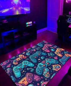 Customized Gamer Rug for Teen Boys - Large Game Rug for Game Room - Personalized Game Room Rug Ideas M55