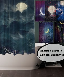 Customized Mold and Mildew Resistant Moon Shower Curtain for Personalized Bathroom Decor
