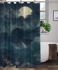Customized Mold and Mildew Resistant Moon Shower Curtain for Personalized Bathroom Decor