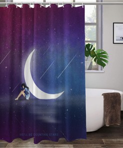 Customized Mold and Mildew Resistant Moon Shower Curtain for Personalized Bathroom Decor