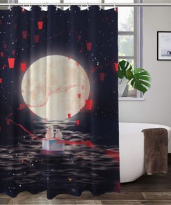 Customized Mold and Mildew Resistant Moon Shower Curtain for Personalized Bathroom Decor