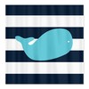 Customized Navy Blue, Aqua, and White Whale Shower Curtain with Standard Size for Stylish Bathroom Look 