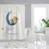 Customized Navy Teddy Bear Shower Curtain for Kids Bathroom, Moon and Stars Theme