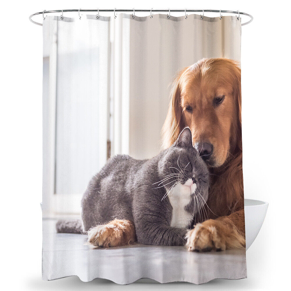 Cute 3D Animal Print Pet Dog Puppy Cat Kitten Bathroom Shower Curtain