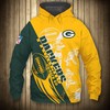 Cute All Over Print 3D Cartoon Player Zip Hoodie For Green Bay Packers Fans