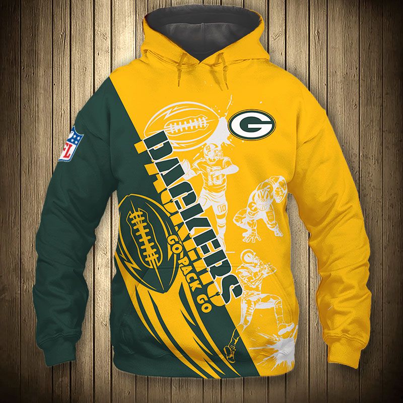 Cute All Over Print 3D Cartoon Player Zip Hoodie For Green Bay Packers Fans