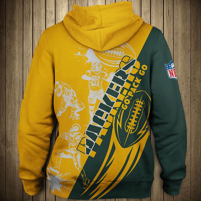 Cute All Over Print 3D Cartoon Player Zip Hoodie For Green Bay Packers Fans