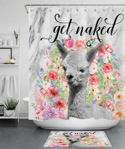Cute Alpaca Llama Print Shower Curtain For A Fun Bathroom