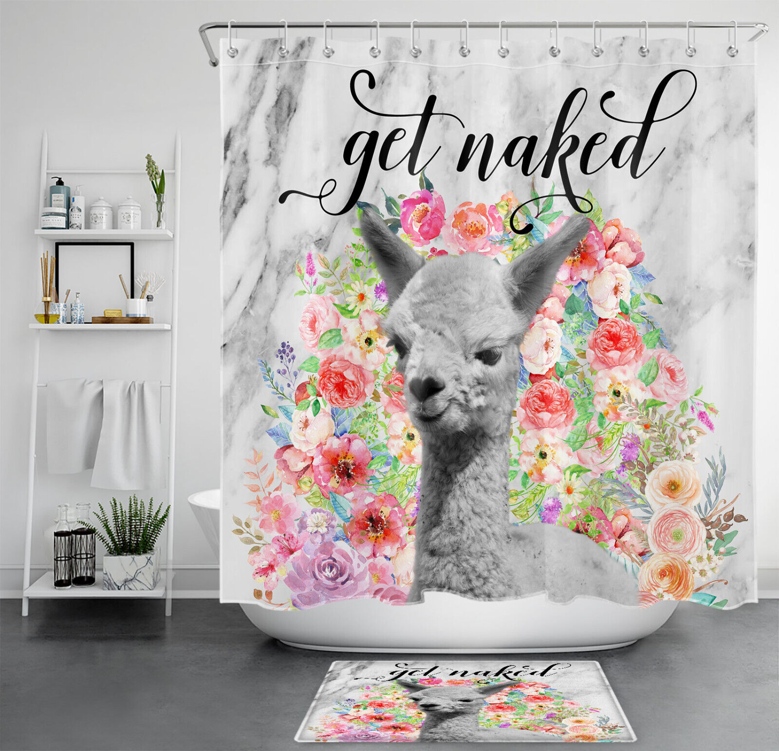 Cute Alpaca Llama Print Shower Curtain For A Fun Bathroom