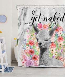 Cute Alpaca Llama Print Shower Curtain For A Fun Bathroom