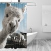 Cute Alpaca Llama Shower Curtain Set - Waterproof Fabric Bathroom Bath Sets In Donnapink Style
