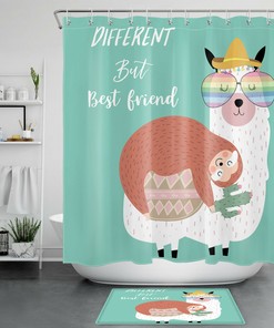 Cute Alpaca Sloth Cactus Shower Curtain - Perfect For Nature Lovers