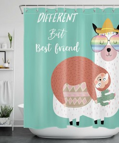 Cute Alpaca Sloth Cactus Shower Curtain - Perfect For Nature Lovers