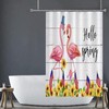 Cute American Flag Fourth Of July Flamingo Sunflower Bathtub Shower Curtain Easy Care Durable Fabric Bathroom Decor
