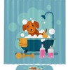 Cute And Blue Animal Waterproof Shower Curtain Bathroom Curtain With Dog Design