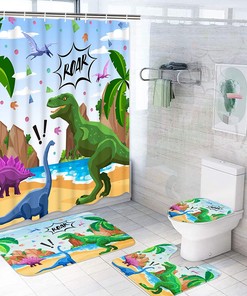 Cute And Colorful Dinosaur Shower Curtain For Kids Bathroom By Alishomtll