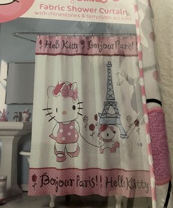 Cute And Colorful Hello Kitty Shower Curtain For Kids Bathroom