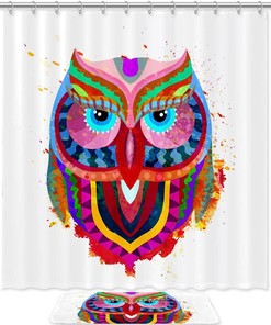 Cute And Colorful Owl Print Shower Curtain For Vibrant Bathroom Decor