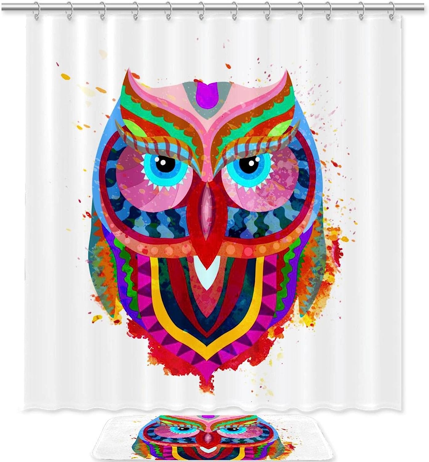Cute And Colorful Owl Print Shower Curtain For Vibrant Bathroom Decor