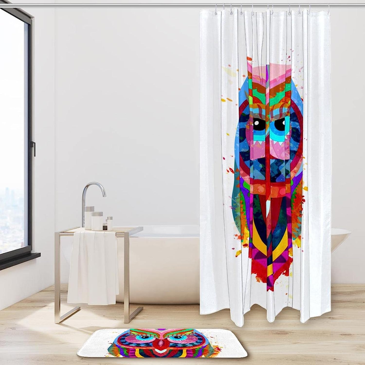 Cute And Colorful Owl Print Shower Curtain For Vibrant Bathroom Decor - Image 2