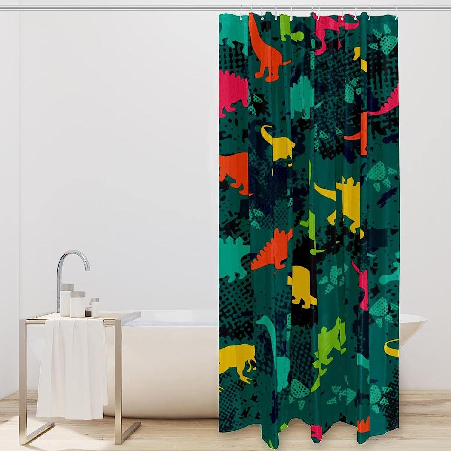 Cute And Fun Dinosaur Shower Curtain For A Playful Bathroom Decor With High-Quality Printing - Image 2