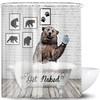Cute And Funny Bear Shower Curtain, Get Naked Theme For Bathroom Decor
