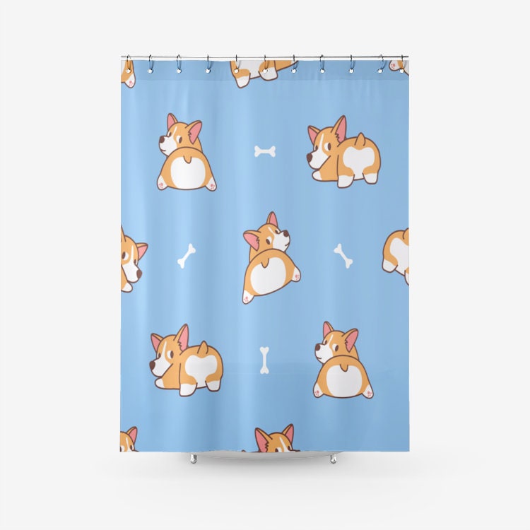 Cute And Funny Corgi Dog Shower Curtain Printed Bathroom Curtains - Image 2