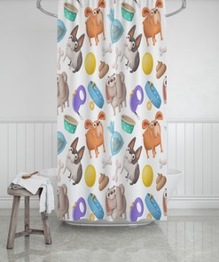 Cute And Funny Dog Shower Curtain With Boho Decor And Bathroom Decoration