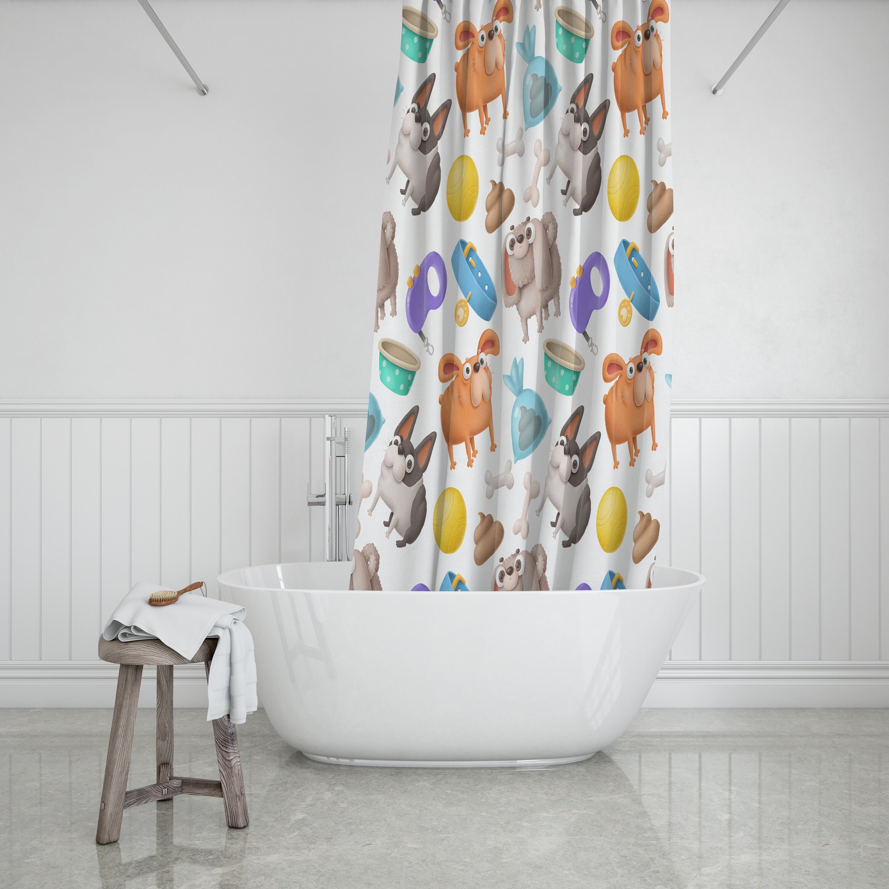 Cute And Funny Dog Shower Curtain With Boho Decor And Bathroom Decoration - Image 2