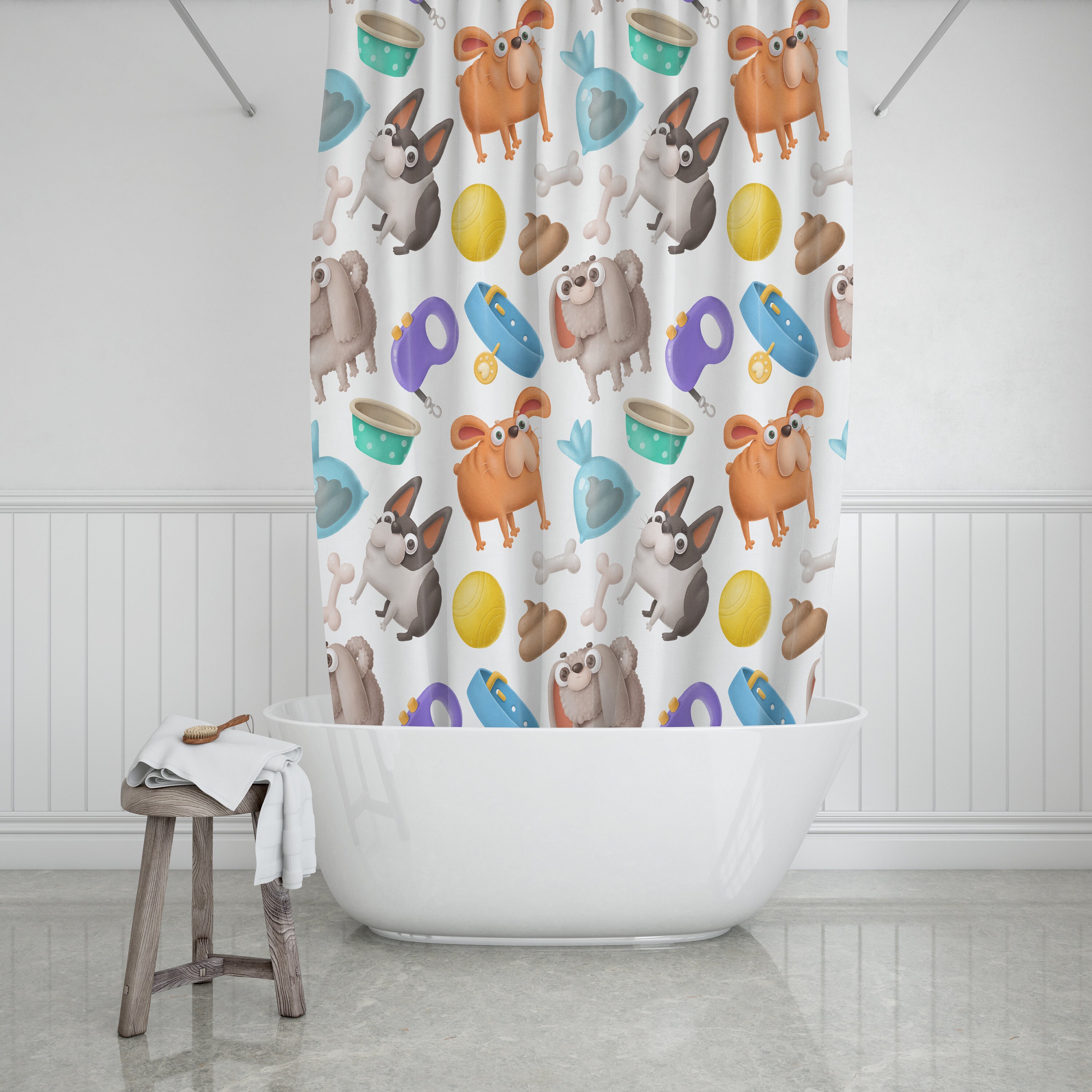 Cute And Funny Dog Shower Curtain With Boho Decor And Bathroom Decoration - Image 3